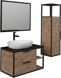 Grossman Мебель для ванной Лофт 90 GR-3015 подвесная веллингтон/черный – фотография-2